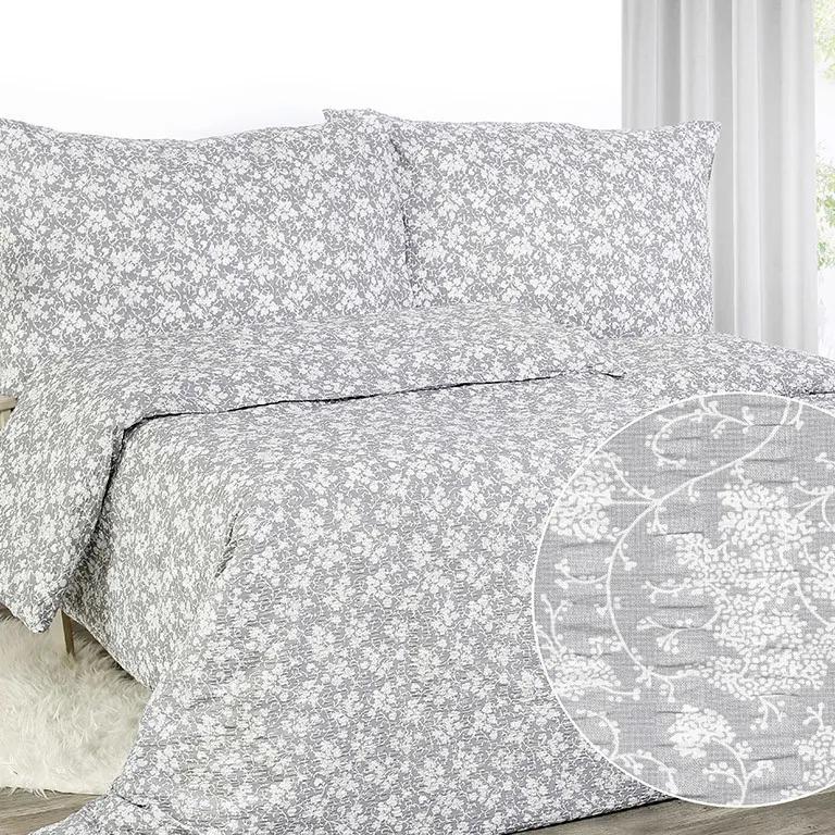 Goldea krepové posteľné obliečky - vzor 941 popínavé kvety na svetlo sivom 140 x 220 a 70 x 90 cm