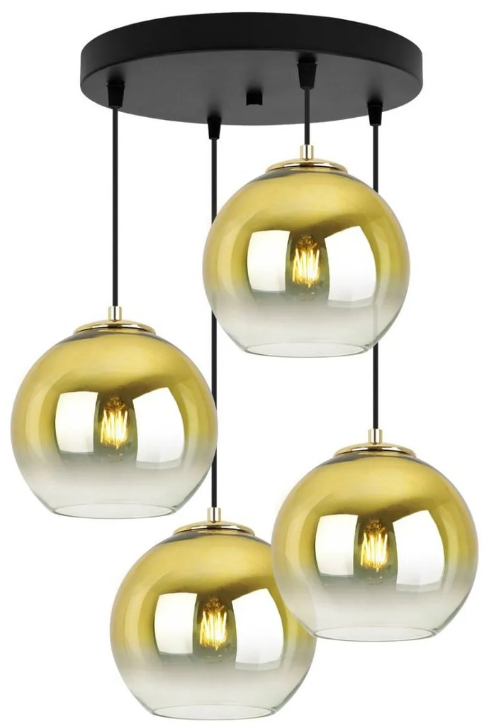 Závesné svietidlo Bergen Gold, 4x zlaté/transparentné sklenené tienidlo (fi 20cm), o