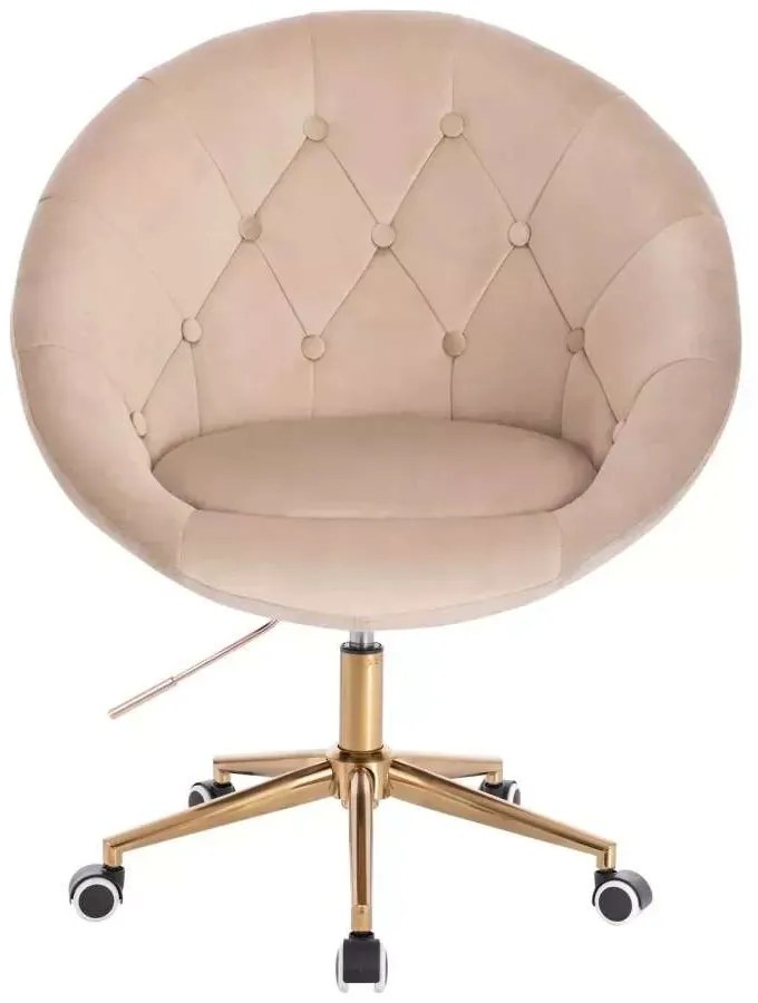 LuxuryForm DESIGN Kreslo VERA VELUR na zlatej podstave s kolieskami - latte