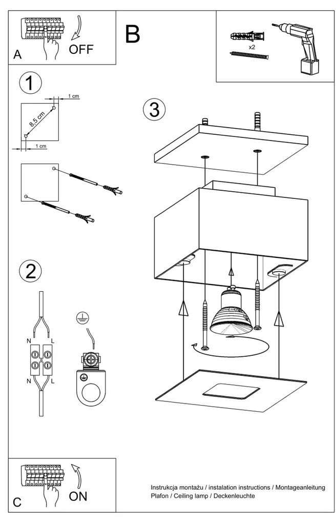 Stropné svietidlo Mono 1, 1x čierne/biele kovové tienidlo