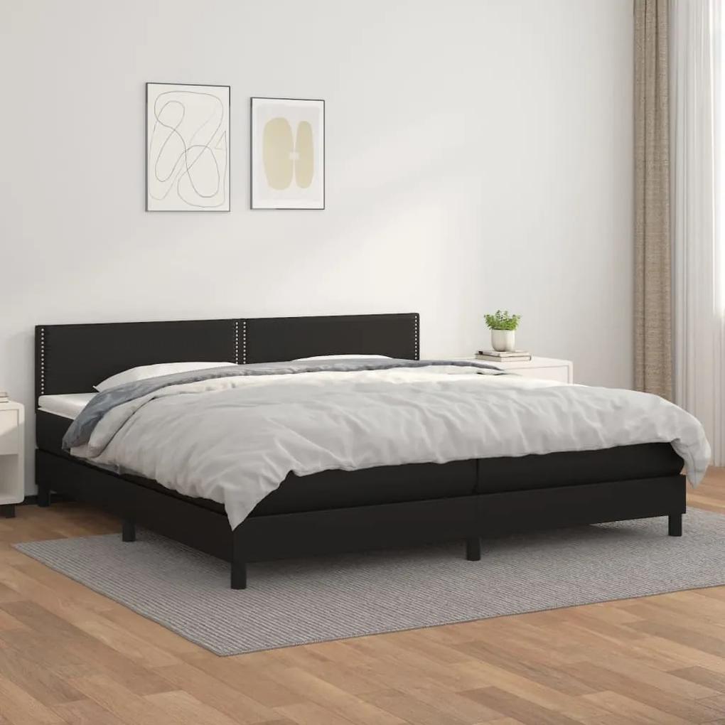 Boxspring posteľ s matracom čierna 200x200 cm umelá koža 3141083