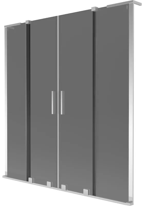 Mexen Velar L Duo, 2-krídlová posuvná vaňová zástena 160 x 150 cm, 8mm šedé sklo, chrómová, 896-160-003-42-01
