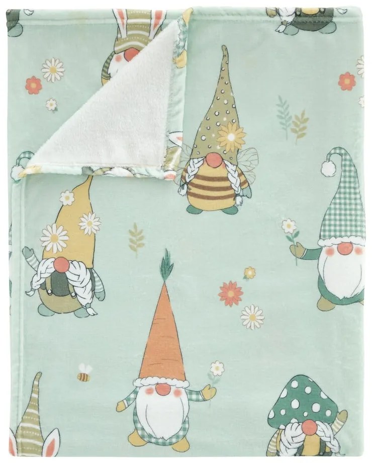 Svetlozelená deka s veľkonočným motívom z mikroplyšu 130x170 cm Spring Gonks – Catherine Lansfield