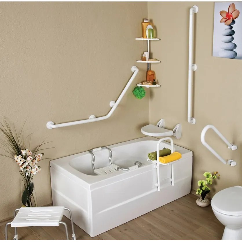 Spirella Nastaviteľné sedátko do vane, biela, 55–65 cm