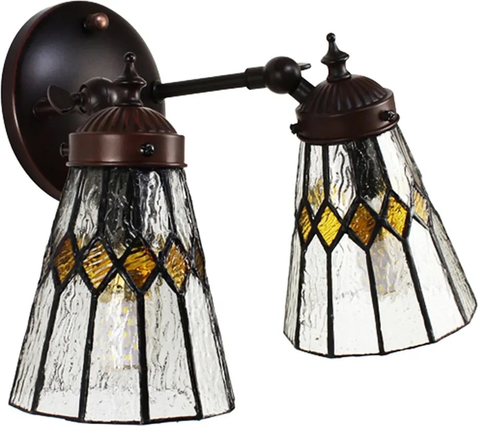 Nástenná Tiffany lampa 2 tienidlá žlté detaily Yello - 30*23*23 cm E14/max 2*25W