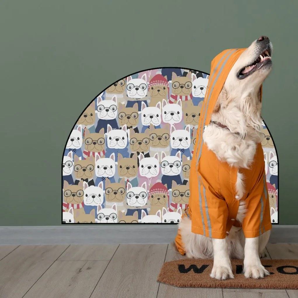 PIPPER. Ochranná textilná nálepka na stenu - Oblúk - Buldočky Veľkosť: 83x60cm, Motív: bez mena