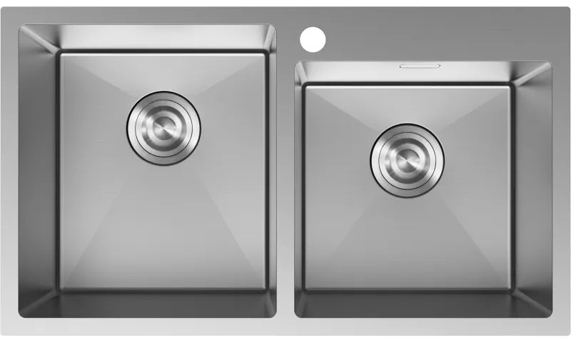 Mexen Xorin, 2-komorový nerezový drez 780 x 450 mm, brúsená oceľ, 6441782000-01