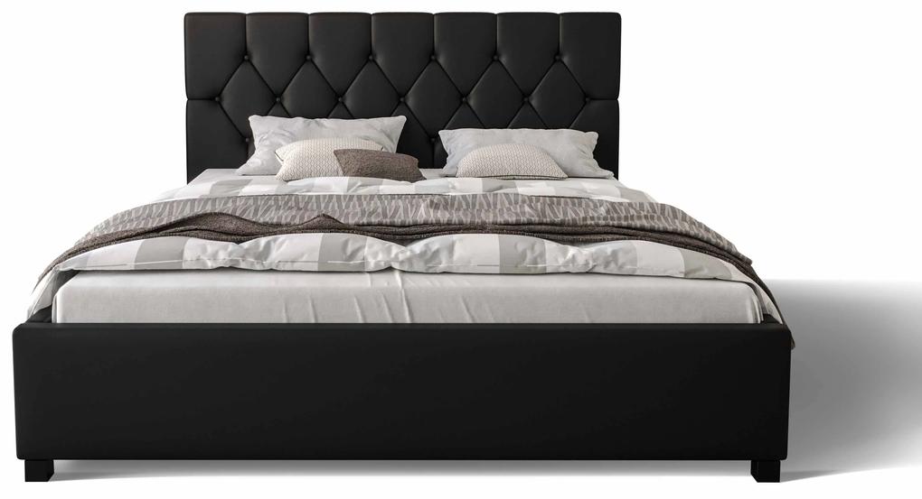 Manželská posteľ 140 cm Sylvie (čierna) (s roštom a úložným priestorom). Vlastná spoľahlivá doprava až k Vám domov. 1047154
