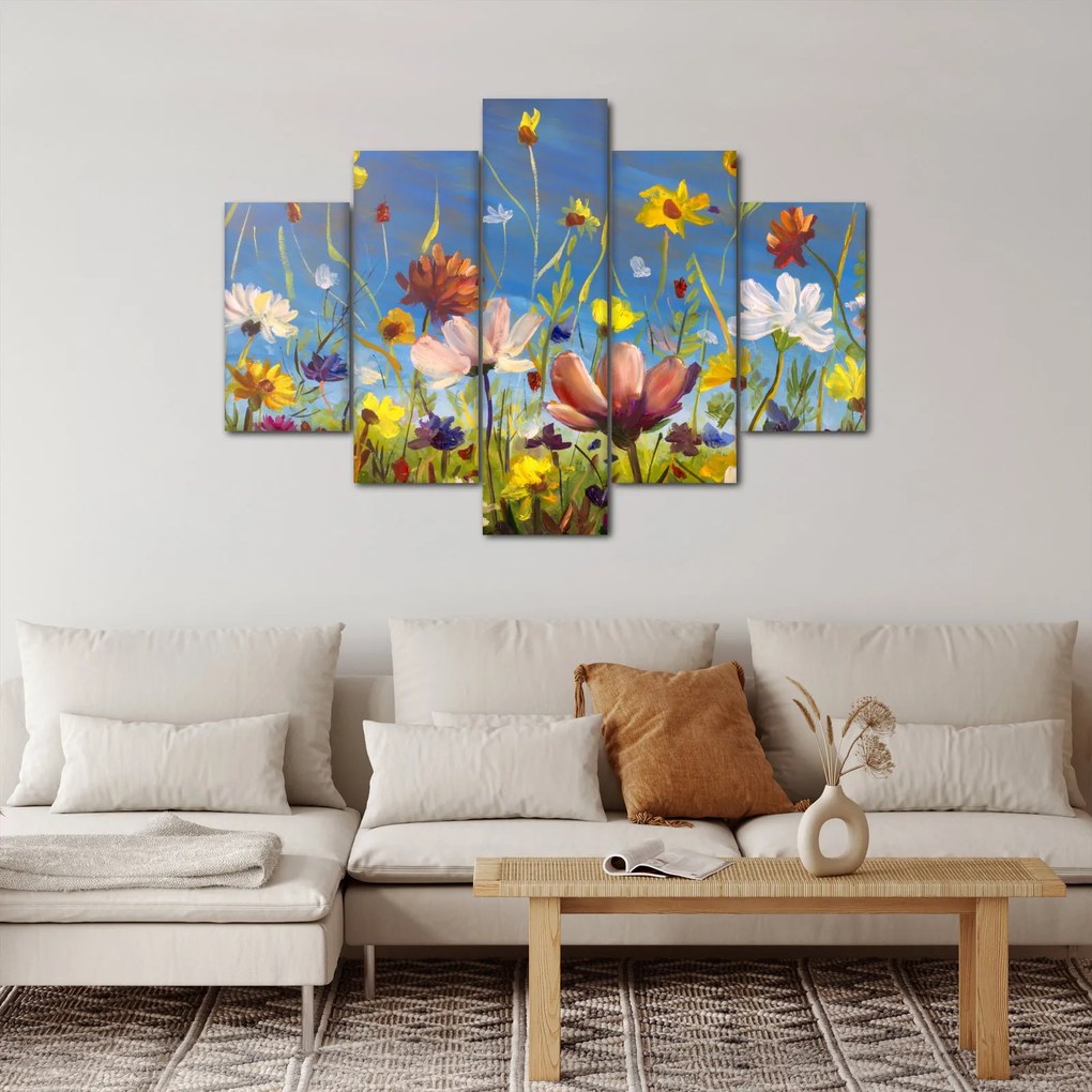 Maľovaný obraz rozkvitnutej lúky (150x105 cm)