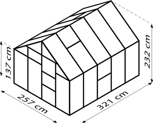 Skleník Vitavia Meridian 1 8300 polykarbonát 4 mm 257x321 cm hliník