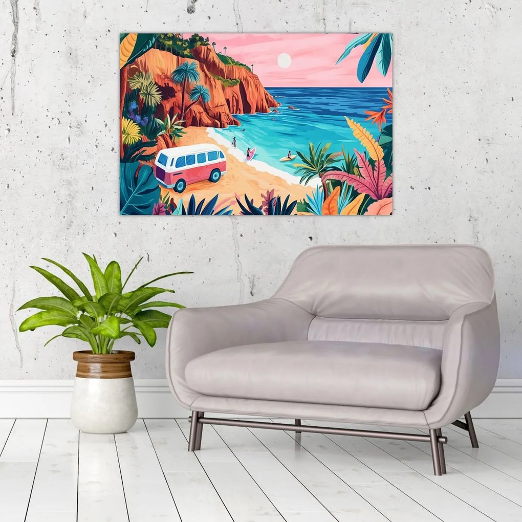 Obraz - Karavan pri oceáne (90x60 cm)