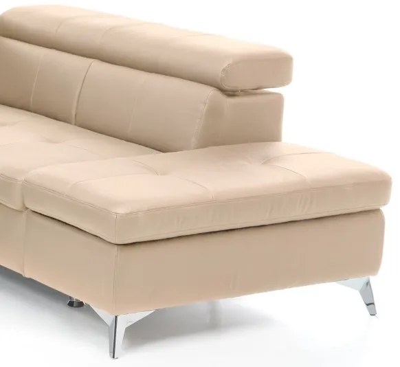 Kožená rohová sedacia súprava SALERNO II pravá, béžová, rozkladacia