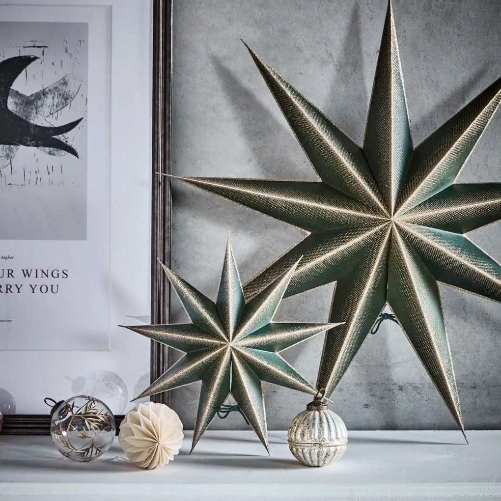 House Doctor Papierová hviezda 9 Point Green Champagne Ø 30 cm