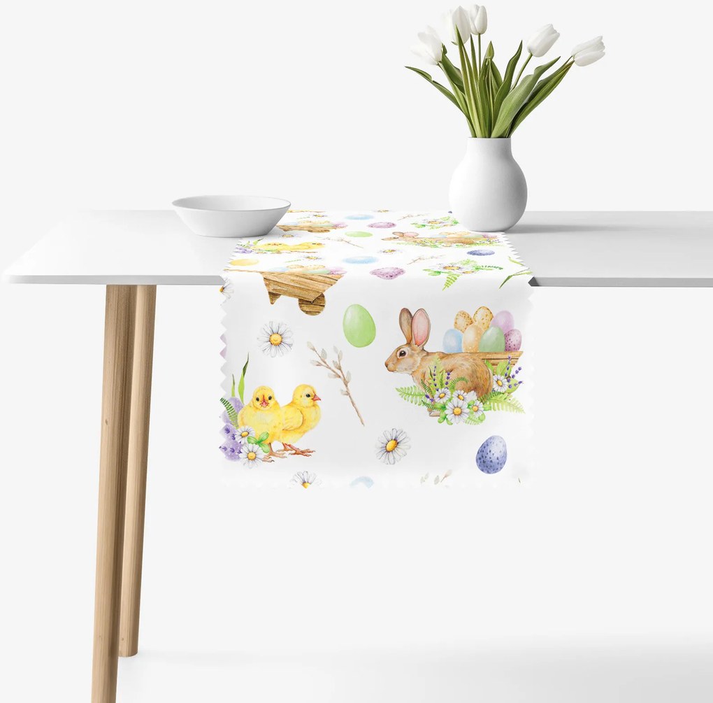 Goldea veľkonočný behúň na stôl teflónový - symboly veľkej noci 35x160 cm