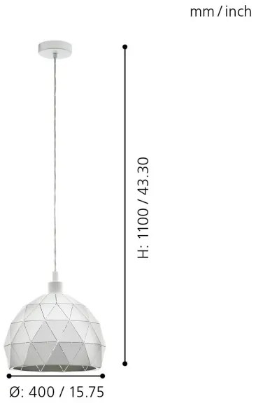 Eglo 97854 - Luster na lanku ROCCAFORTE 1xE27/60W/230V