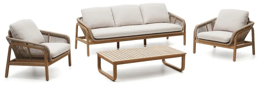Záhradná lounge súprava z masívu akácie pre 5 v béžovo-prírodnej farbe Vellana – Kave Home