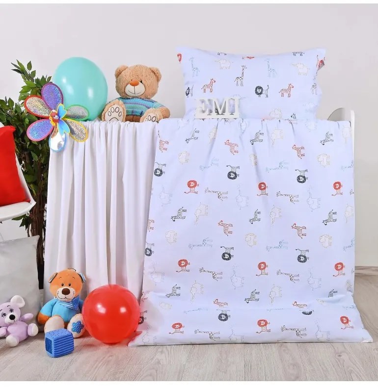 Obliečky detské bavlnené Animals EMI, Štandardný set jednolôžko obsahuje 1x 140x200 + 1x 70x90