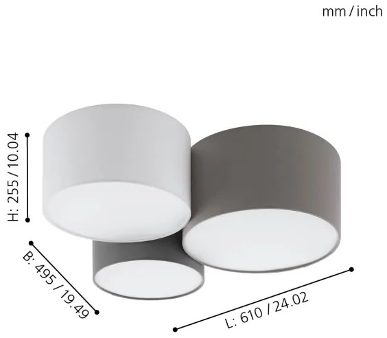 Eglo 97479 - Stropné svietidlo PASTORE 3xE27/60W/230V