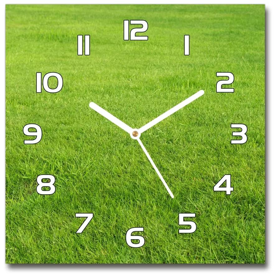Sklenené hodiny štvorec Zelená tráva pl_zsk_30x30_f_141153462