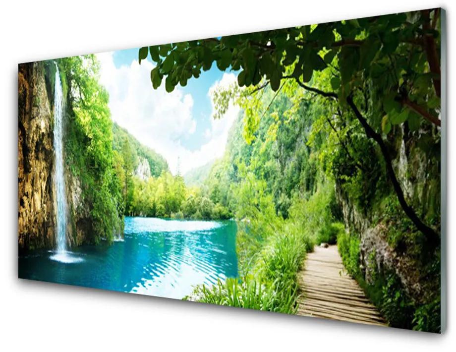 Nástenný panel  Vodopád jazero príroda 120x60 cm