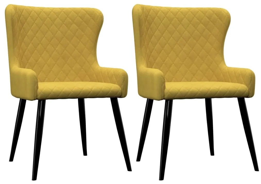 vidaXL Jedálenské stoličky 2 ks, žlté, zamat