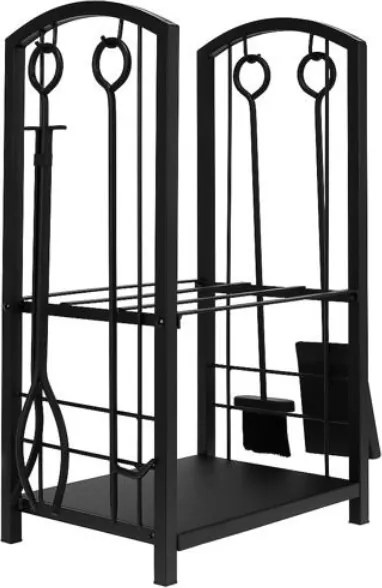 Kaminer PK011 Kôš na drevo a krbové náradie 30x40x73cm čierna