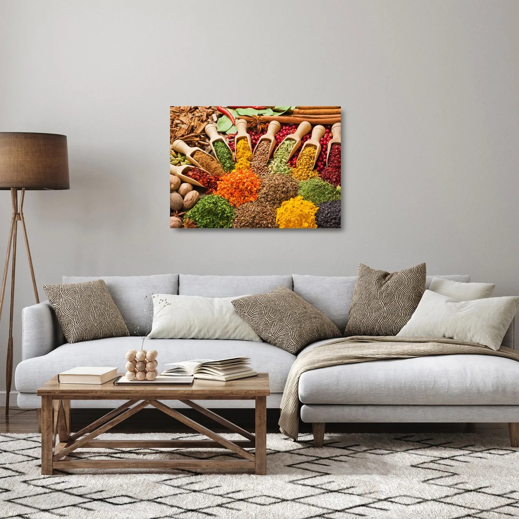 Sklenený obraz - Korenie z celého sveta (70x50 cm)