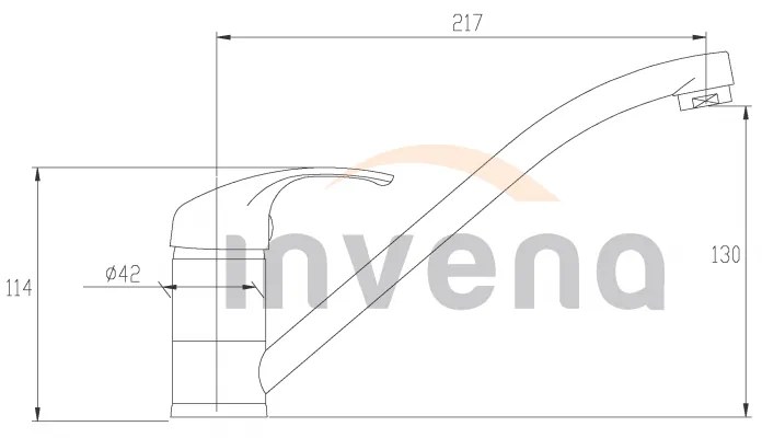 Invena Mitris, nízka drezová batéria s otočným ramenom, čierna matná, INV-BZ-79-004-A