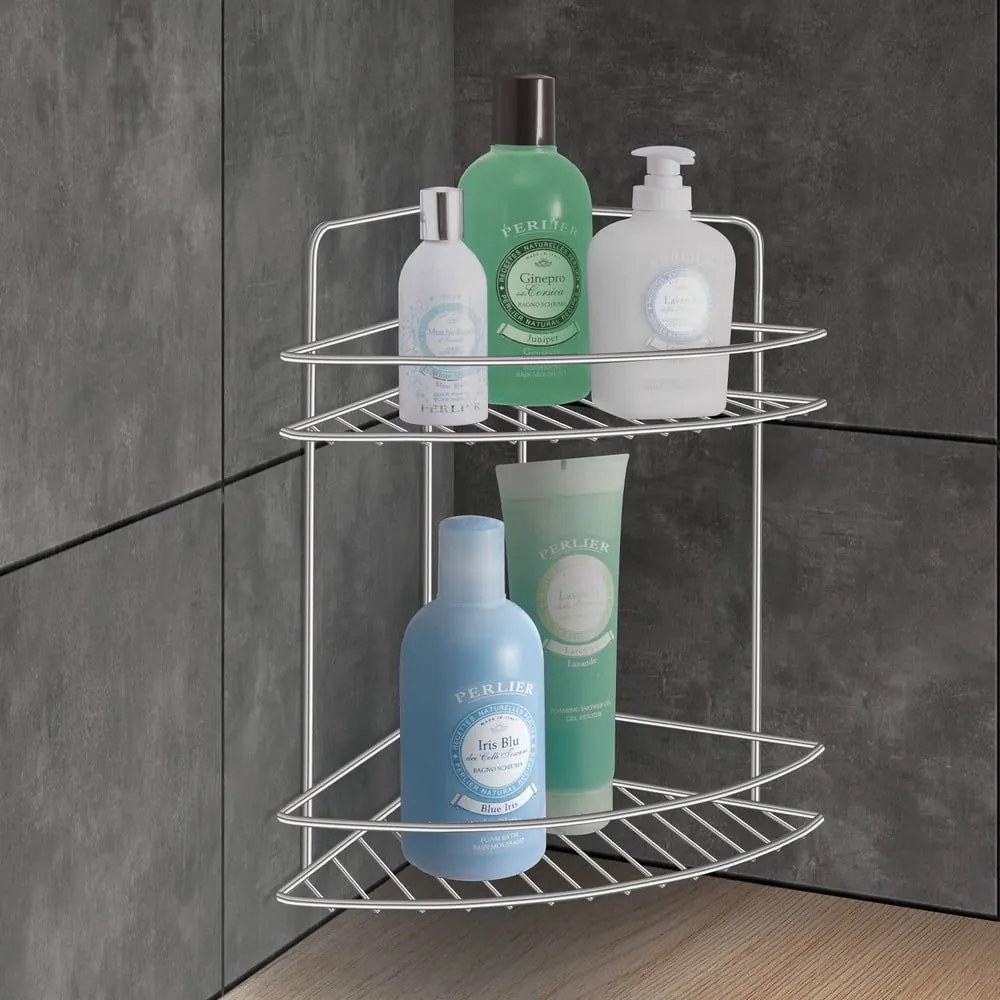 Oceľová kúpeľňová polička v lesklo striebornej farbe Luxy – Metaltex