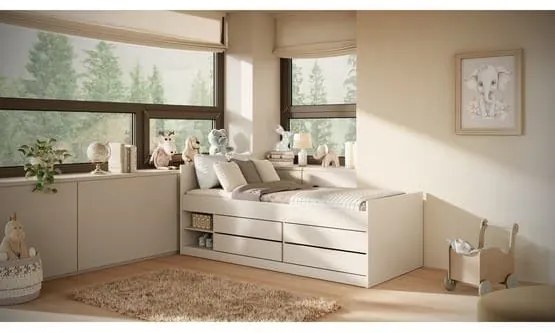 Detská posteľ Leon 200x90 cm bez matraca so zásuvkami biela