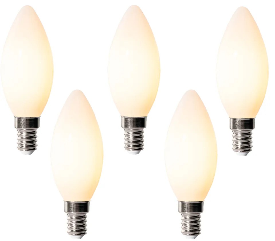 Sada 5 stmievateľných LED žiaroviek E14 B35 Opál 4W 400 lm 2200K