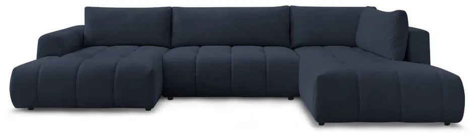 Tmavomodrá rozkladacia/s úložným priestorom rohová pohovka (pravý roh/do tvaru "U") Fuji – Bobochic Paris