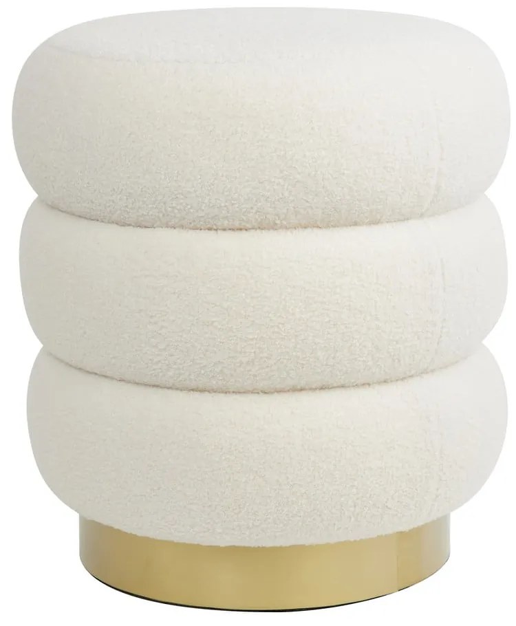 Biely taburet z textílie buklé Kimi – Light & Living