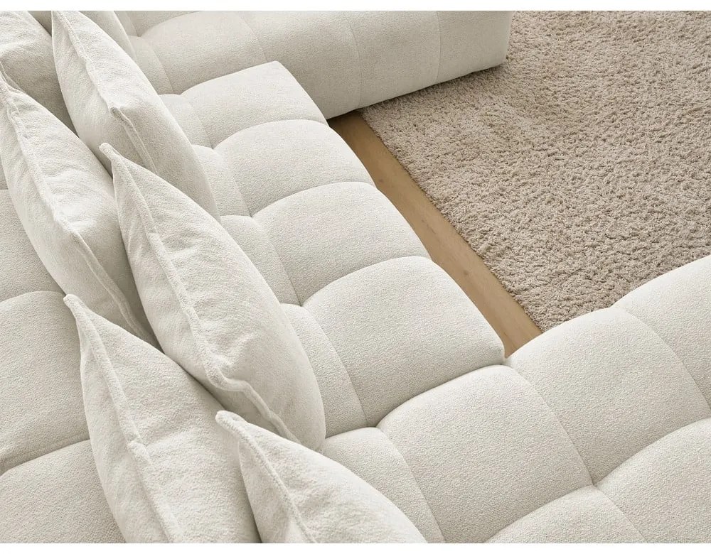 Biela ženilková rozkladacia/s úložným priestorom rohová pohovka (pravý roh/do tvaru "U") Everest – Bobochic Paris