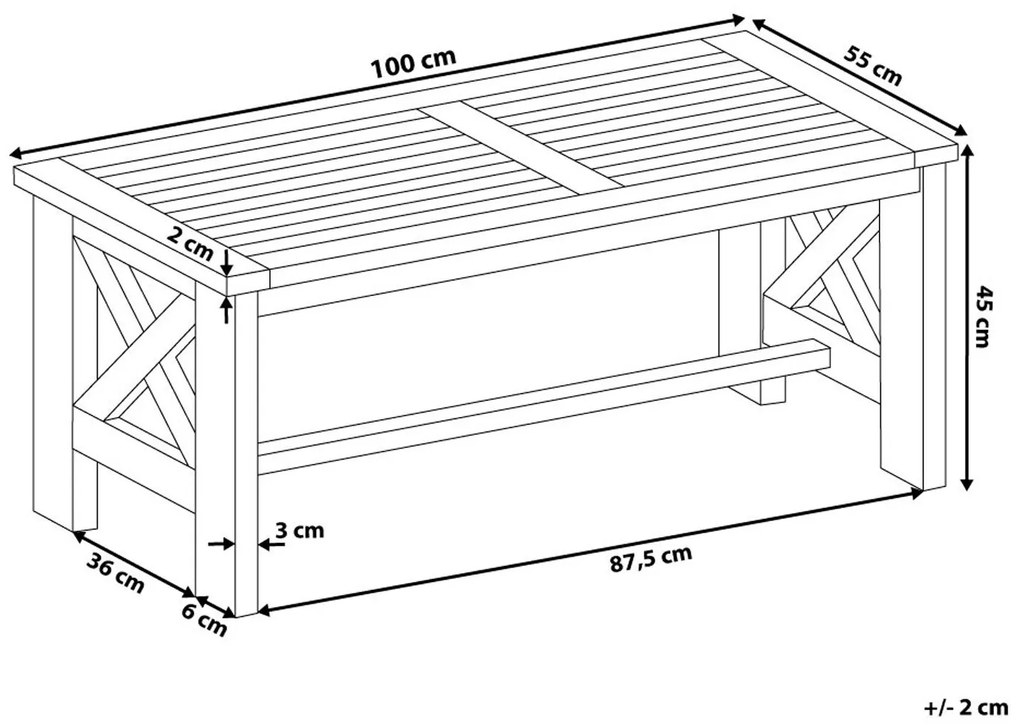 Záhradný stôl z akáciového dreva 100 x 55 cm biely BALTIC Beliani