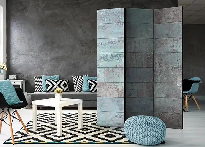 Paraván - Turquoise Concrete [Room Dividers] Veľkosť: 135x172, Verzia: Jednostranný