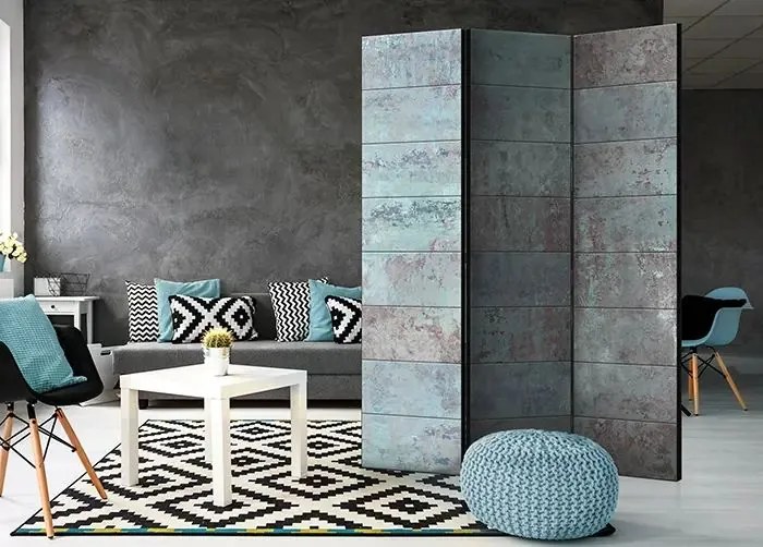 Paraván - Turquoise Concrete [Room Dividers] Veľkosť: 135x172, Verzia: Obojstranný