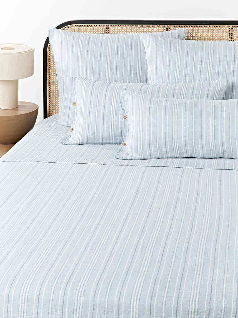 Posteľná plachta z vypratého ľanu's pruhmi Telma