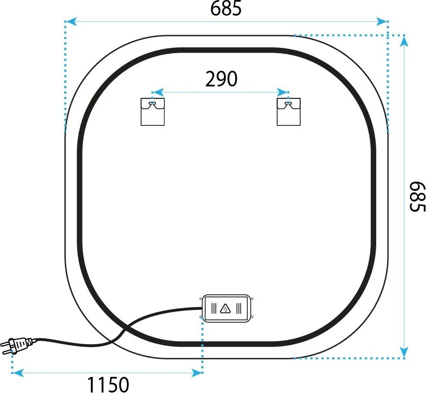 Rea TOP, LED zrkadlo 70x70cm, HOM-01519