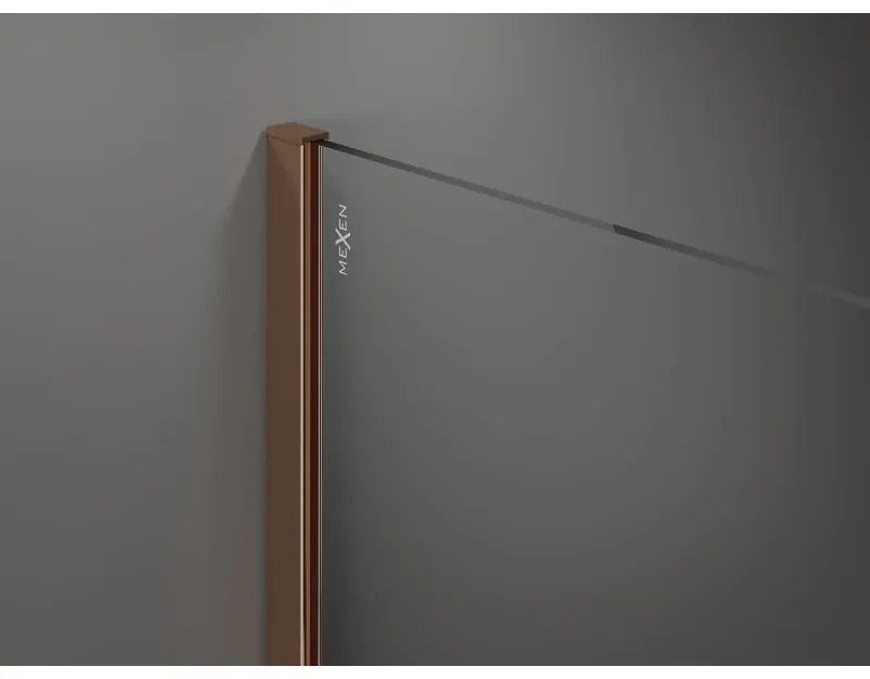 Mexen Kioto, zaoblená sprchová zástena 90 x 200 cm, 8mm číre sklo, ružové zlato profil, 800-090-101-60-06