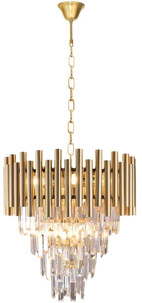 EUlight Luster Madison, 1x krištáľové/zlaté kovové tienidlo, (fi 45cm), g