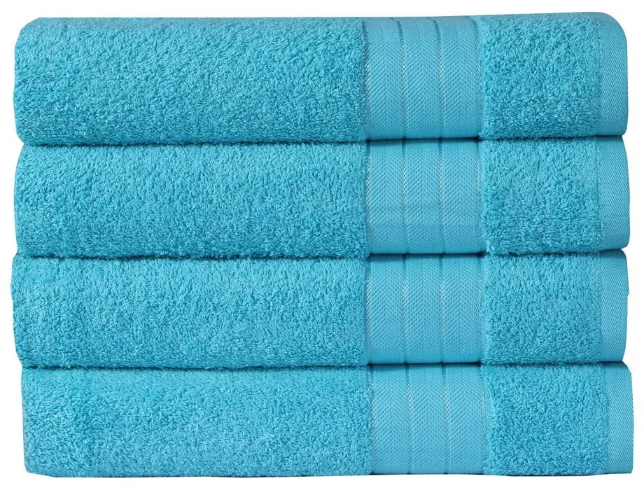 Tyrkysovomodré bavlnené uteráky v súprave 4 ks 50x100 cm – Good Morning