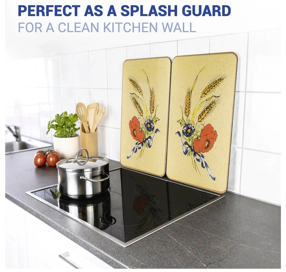 Kryty na sporák v súprave 2 ks z tvrdeného skla 52x30 cm Corn-Flowers - Maximex
