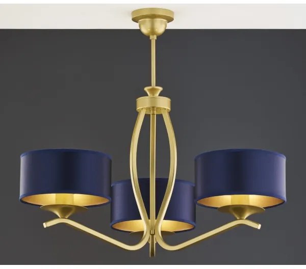 Jupiter 2113 - Luster na tyči KASZMIR 3xE27/15W/230V modrá/zlatá