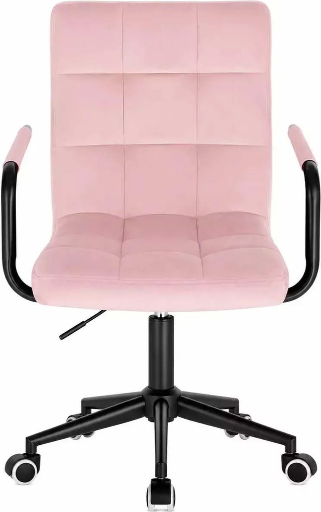 LuxuryForm DESIGN Otočná stolička VERONA BLACK VELUR na čiernej podstave s kolieskami - ružová