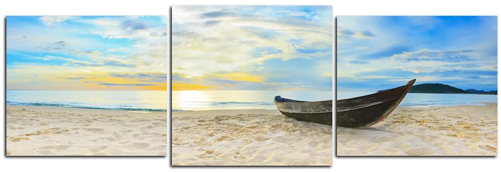 Obraz na plátne - Čln na pláži - panoráma 551D (90x30 cm)