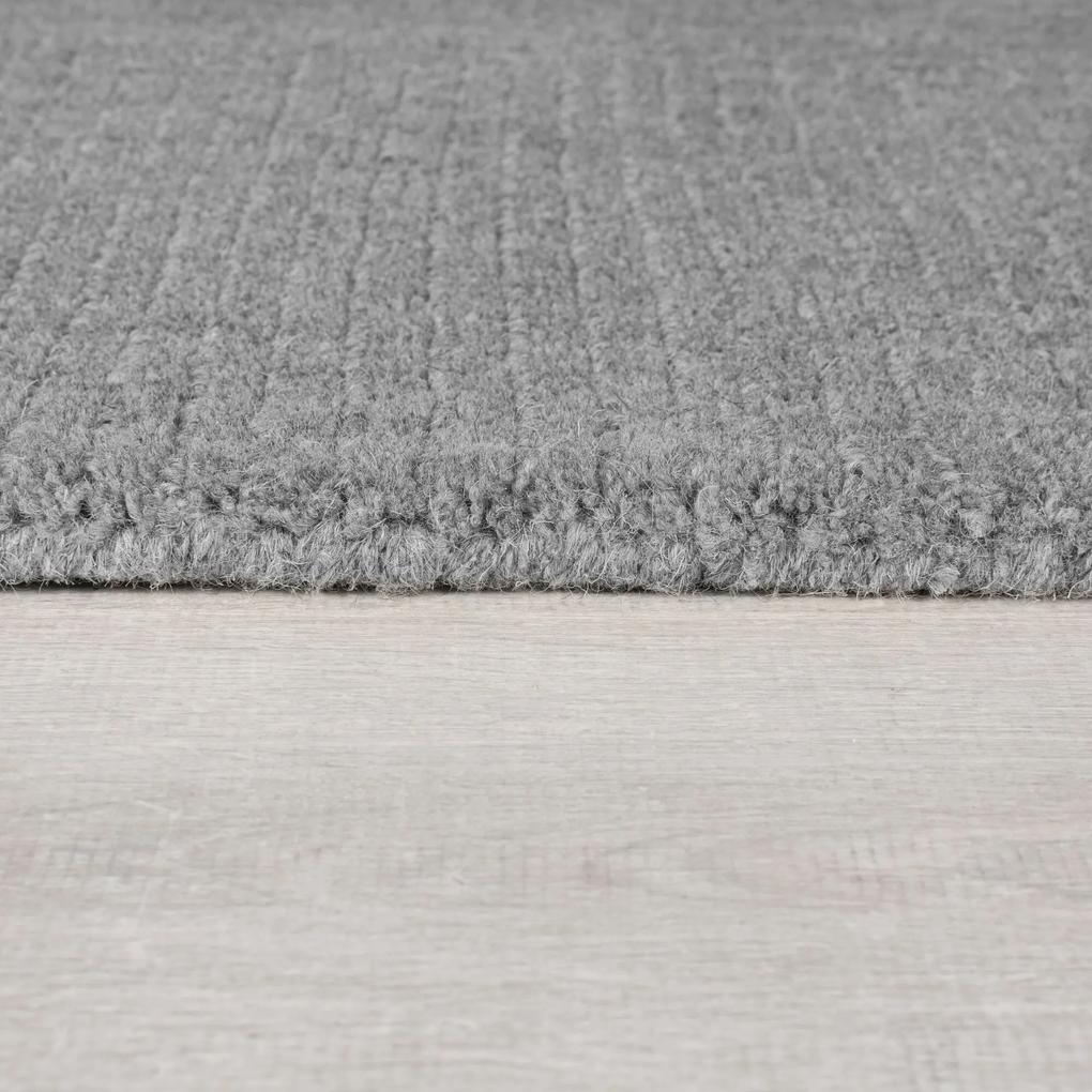Flair Rugs koberce Kusový ručne tkaný koberec Tuscany Textured Wool Border Grey Marl - 200x290 cm