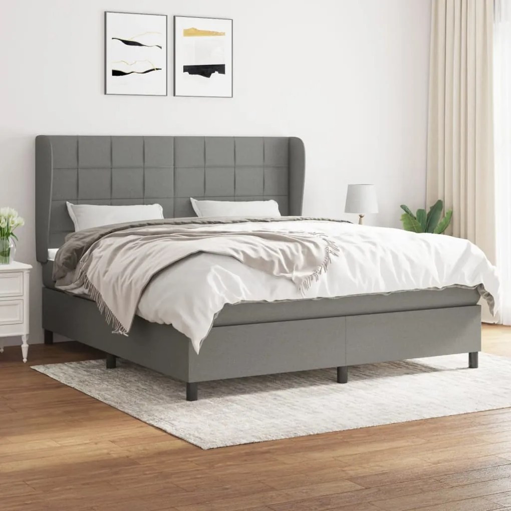 Boxspring posteľ s matracom tmavosivá 160x200 cm látka 3127974
