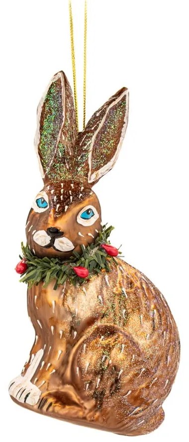 Sklenená ručne vyrobená vianočná ozdoba 12,5 cm Festive Hare – Sass & Belle
