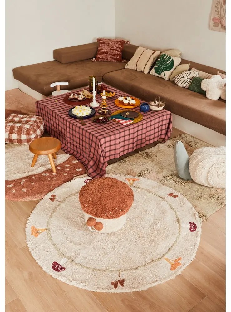 Béžový bavlnený detský hrací koberec 120x160 cm Mushroom Forest – Lorena Canals